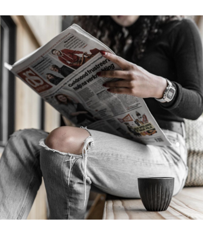 Cappuchinokop 34 cl met deksel circulair - gemaakt van  koffiedrab | prijs & verp per 24 stuks