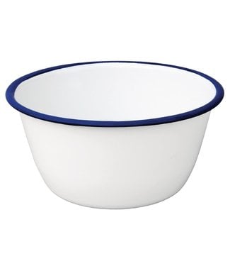 Puddingschaaltje wit/blauw 88 cl 155 x 75 mm -Emaille | prijs & verp per 6 stuks