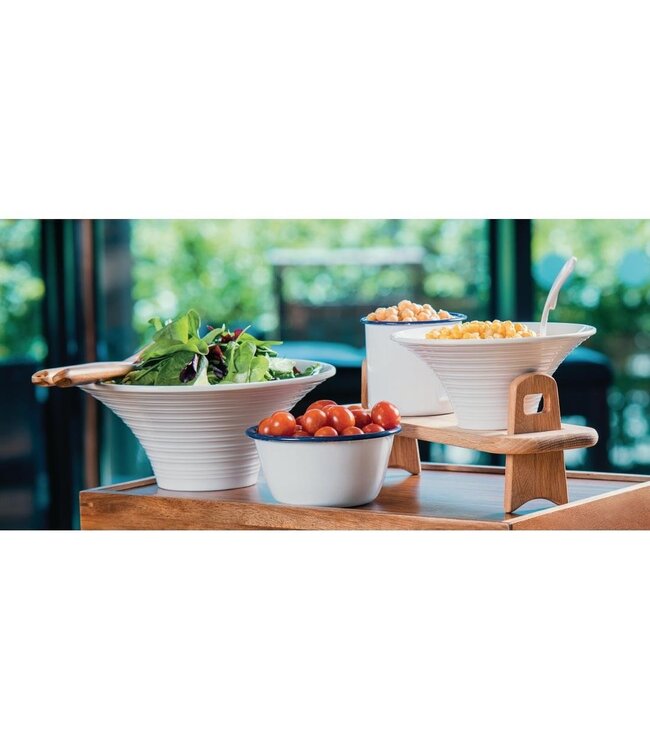 Puddingschaaltje wit/blauw 88 cl 155 x 75 mm -Emaille | prijs & verp per 6 stuks