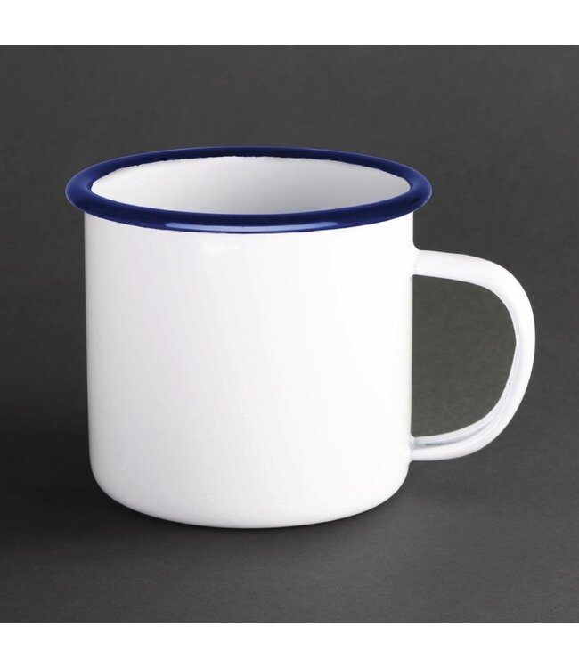 Mok wit/blauw  67 cl 146 x 110 x 100 mm - Emaille | prijs & verp per 6 stuks