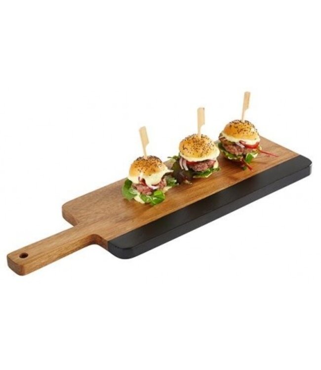 Serveerplank met handvat 365 x 150 x 15 mm Acaciahout Natuurleisteen - APS
