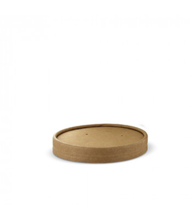 Deksel disp voor soepbeker *pure* rond bruin (100% FAIR) Ø 98 mm · 16 mm - Karton | prijs & verp per 500 stuks
