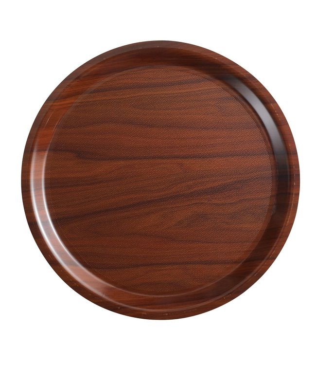 Dienblad LMT Mykonos Tray rond anti-slip - Ø380 mm - Walnut - Cambro  | prijs & verp per 24 stuks