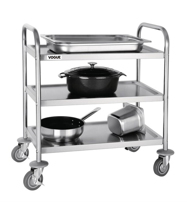 Serveerwagen 710 x 455 x (h)825 mm uitw. 3 bladen roestvrijstaal - Fusion basic