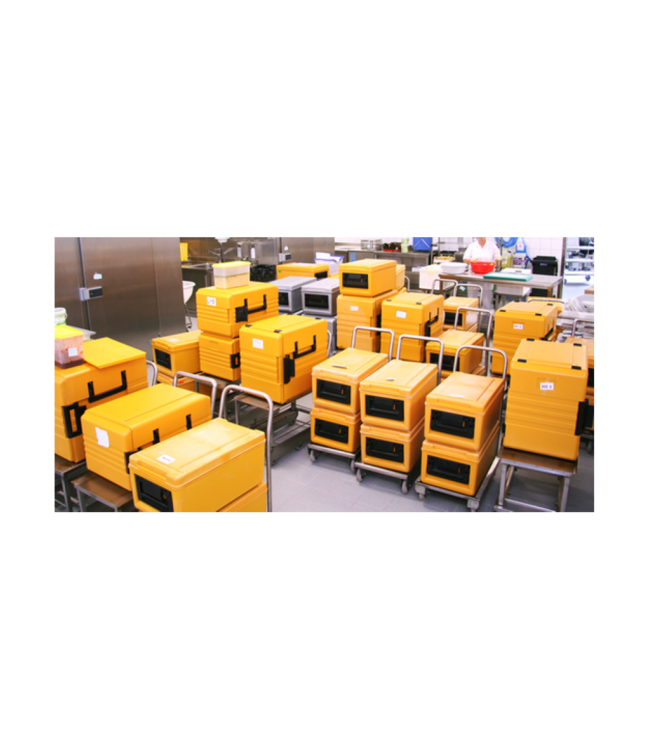 Thermoport 50K met koelelement in deksel geisoleerde transportbox oranje - Rieber