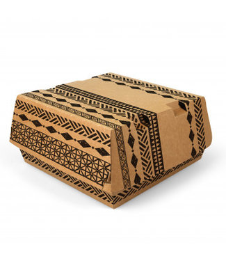 Hamburgerbox disp 115 x 110 x 70 mm bruin "Maori" - Karton | prijs & verp per 320 stuks