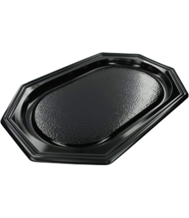 Cateringschaal disp achthoekig 550 x 335 x 25 mm zwart- PS | prijs & verp per 10 stuks
