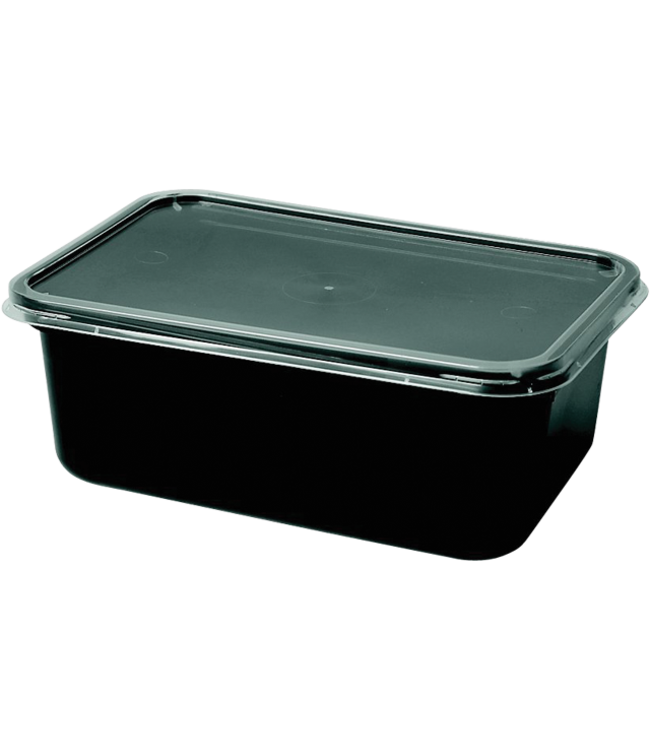 Kilobak disp PP 100 cl met deksel 180 x 135 x 60 mm zwart | prijs & verp per 25 stuks