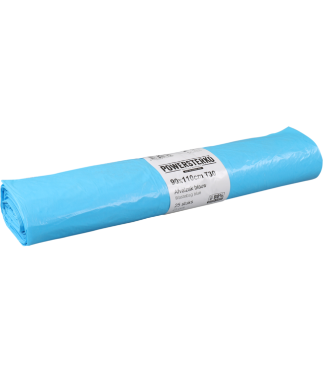 Afvalzak 90X110 cm LDPE T30/18my blauw | prijs & verp per 250 stuks