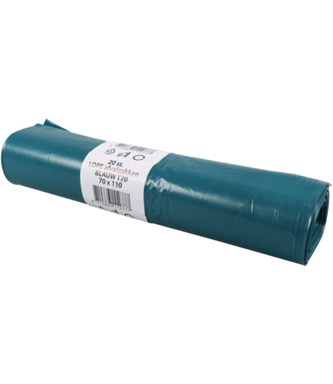 Afvalzak 800 x 1100 mm LDPE T60/40my blauw | prijs & verp per 200 stuks