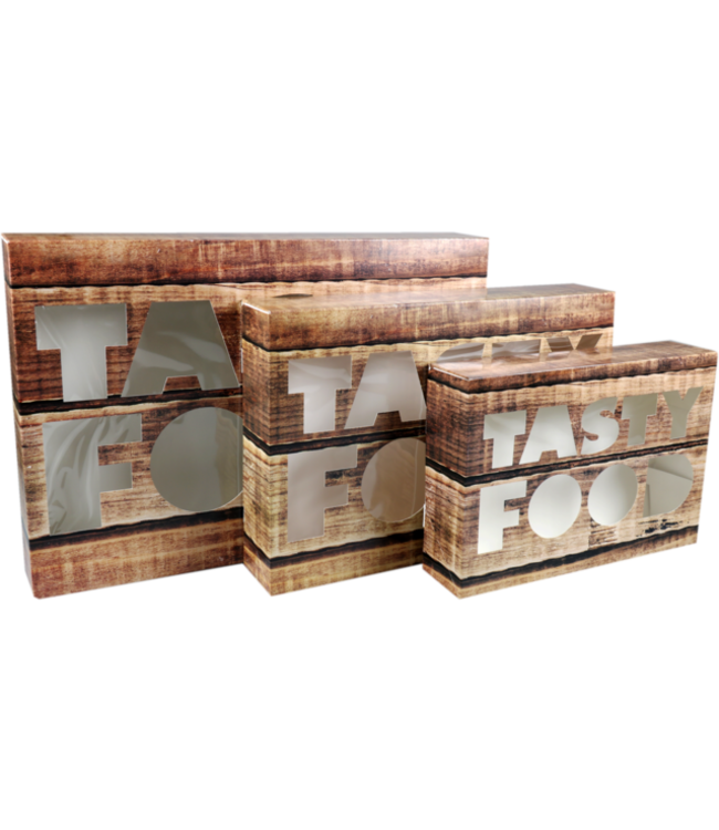 Cateringdoos karton 557 x 376 x 80 mm "Tastyfood" zonder venster | prijs & verp per 10 stuks