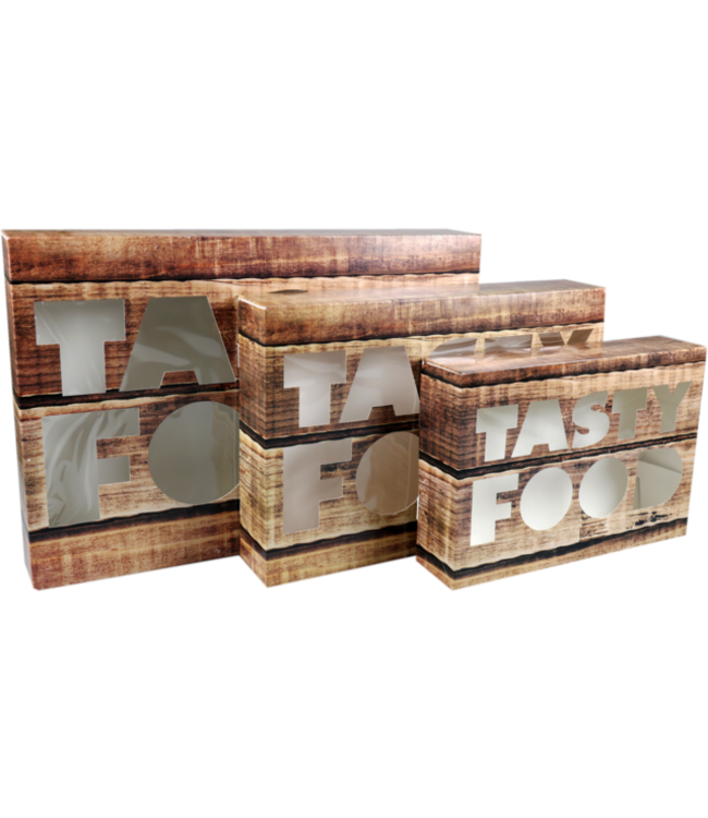 Cateringdoos karton 357 x 247 x 80 mm "Tastyfood" zonder venster | prijs & verp per 10 stuks
