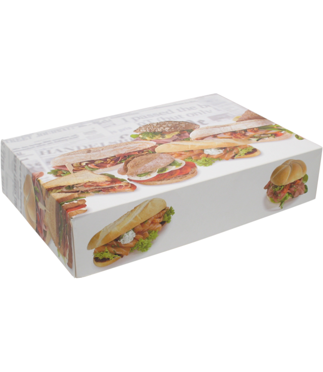 Cateringdoos karton 360 x 250 x 80 mm "Broodjes" zonder venster | prijs & verp per 10 stuks