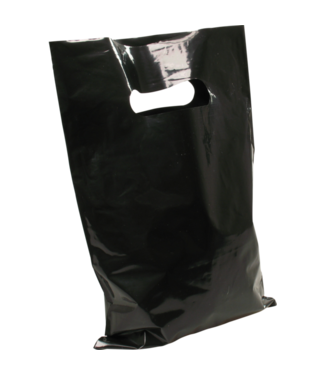 Tas LDPE dKT 38x45 cm bodemvouw 8 cm draagtas zwart | prijs & verp per 400 stuks