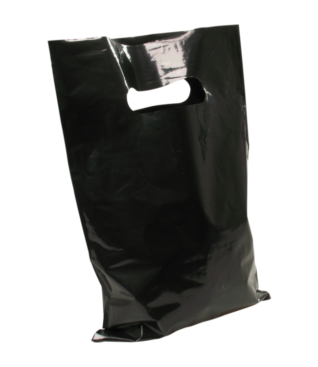 Tas LDPE dKT 380 x 450 mm bodemvouw 80 mm draagtas zwart | prijs & verp per 100 stuks