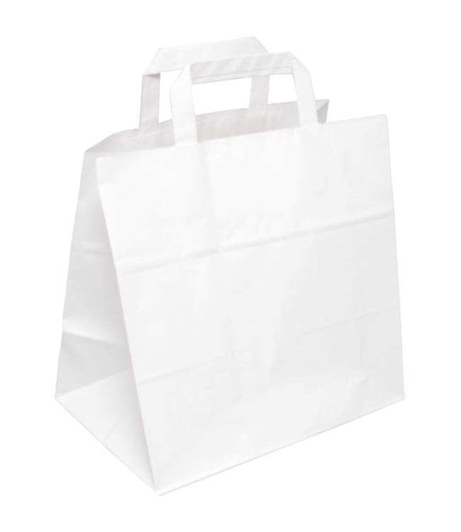 Tas papier 26/17x25 cm (b/dxh) 70gr/m² snacktas wit platte greep | prijs & verp per 400 stuks