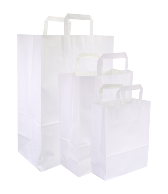Tas papier 26/12x35 cm (b/dxh) 70gr/m² snacktas wit platte greep | prijs & verp per 250 stuks