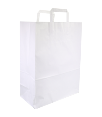 Tas papier 32/15x43 cm (b/dxh) 70gr/m² snacktas wit platte greep | prijs & verp per 250 stuks