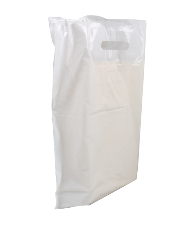 Tas LDPE dKT 370 x 450 mm bodemvouw 100 mm draagtas wit | prijs & verp per 500 stuks