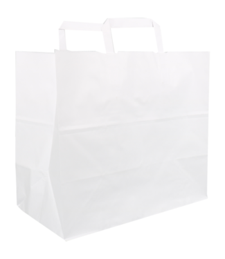 Tas papier 32/16x27 cm (b/dxh) 70gr/m² snacktas wit platte greep | prijs & verp per 250 stuks