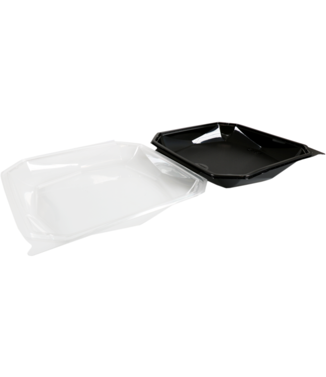 Bak disp PET 1,58 ltr Ø 225 x 65(h) mm Octaviewbox zwart/transparent | prijs & verp per 100 stuks