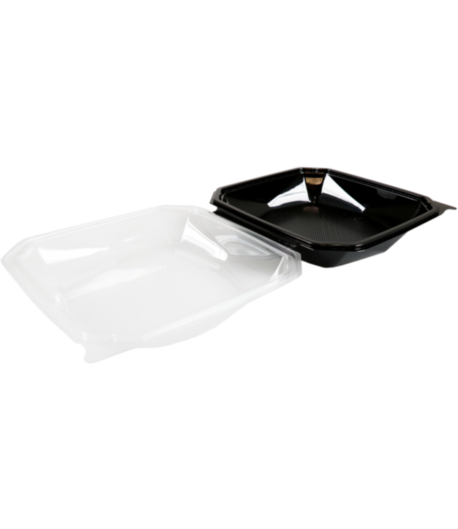 Bak disp PET 1,24 cl Ø 185 x 70(h) mm Octaviewbox zwart/transparent | prijs & verp per 255 stuks