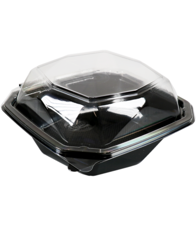 Bak disp PET 83 cl  Ø 150 x 70(h) mm Octaviewbox zwart/transparent | prijs & verp per 400 stuks