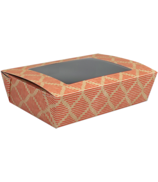 Sushibox karton/PP 180 x 120 x 50 mm met venster rood | prijs & verp per 225 stuks