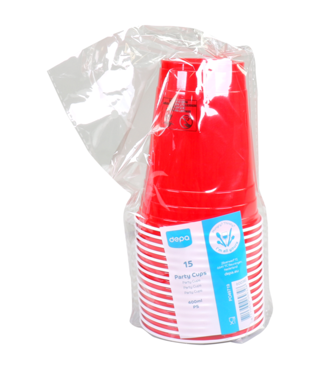 Beker disp PS 40 cl partycup rood | prijs & verp per 120 stuks