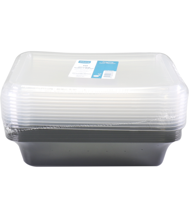 Menubak disp PP 1-vaks 227 x 178 x 49 mm met deksel zwart/transparant | prijs & verp per 10 stuks