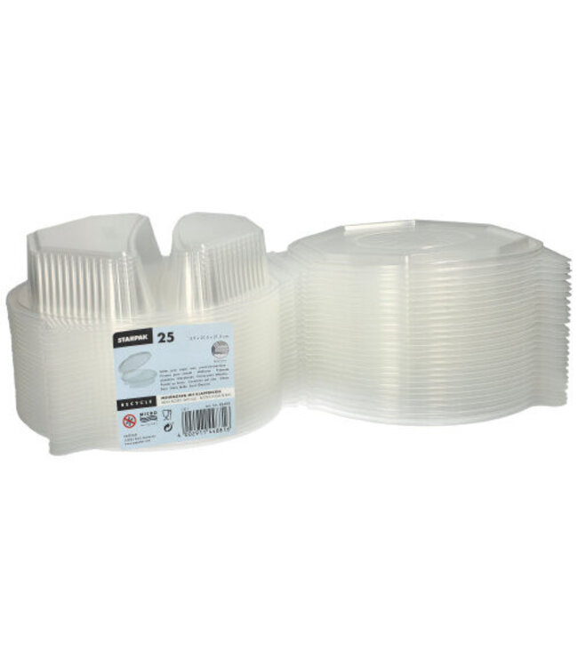 Menubox disp PP 2-vaks 215 x 215 x 59 mm met deksel transparant | prijs & verp per 100 stuks