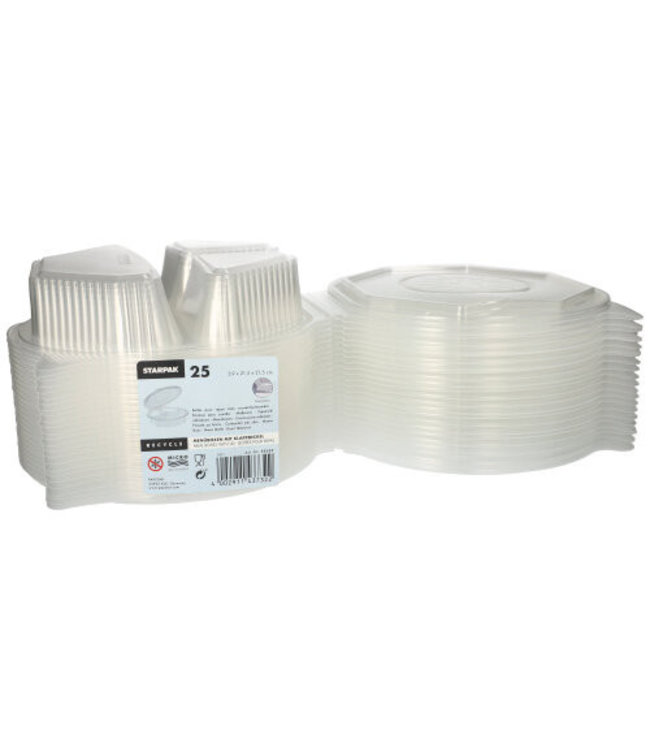 Menubox disp PP 3-vaks 215 x 215 x 59 mm met deksel transparant | prijs & verp per 100 stuks