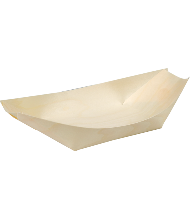 Sausbakje disp 225 x 125 x (h) 30 mm fingerfood amuse bootje naturel hout - Depa | prijs & verp per 50 stuks