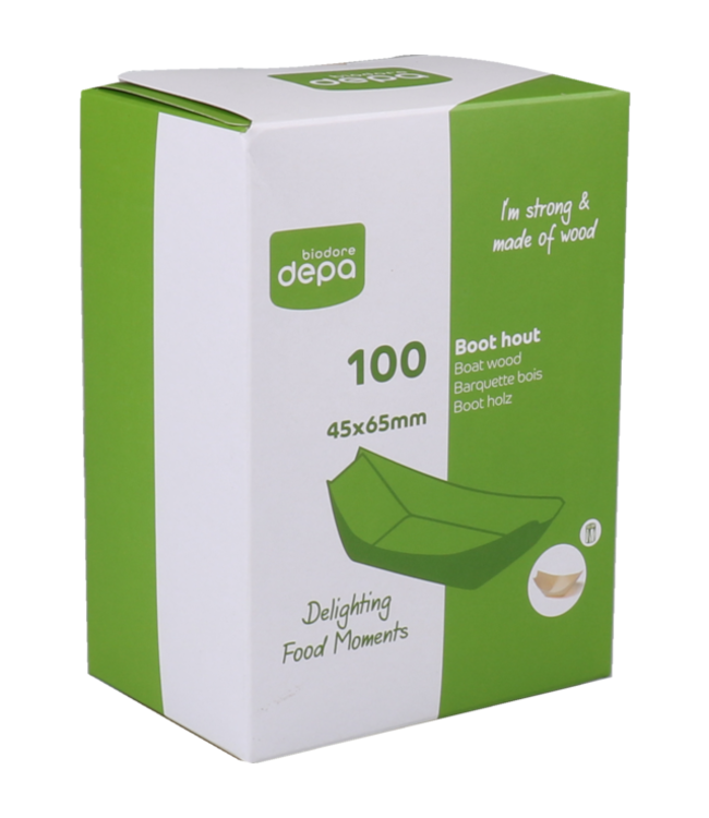 Sausbakje disp 65 x 40 mm fingerfood amuse bootje naturel hout - Depa | prijs & verp per 100 stuks