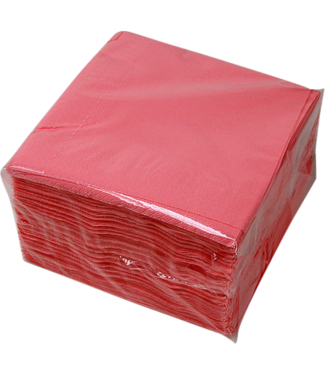 Servet 33x33 cm 2-laags roze 1/4 gevouwen - Papier | prijs & verp per 100 stuks