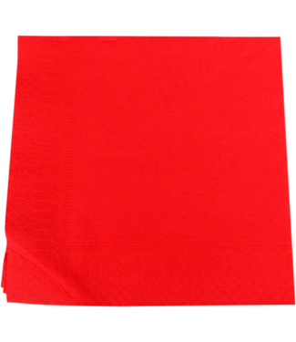 Servet 33x33 cm 2-laags rood 1/4 gevouwen - Papier | prijs & verp per 100 stuks