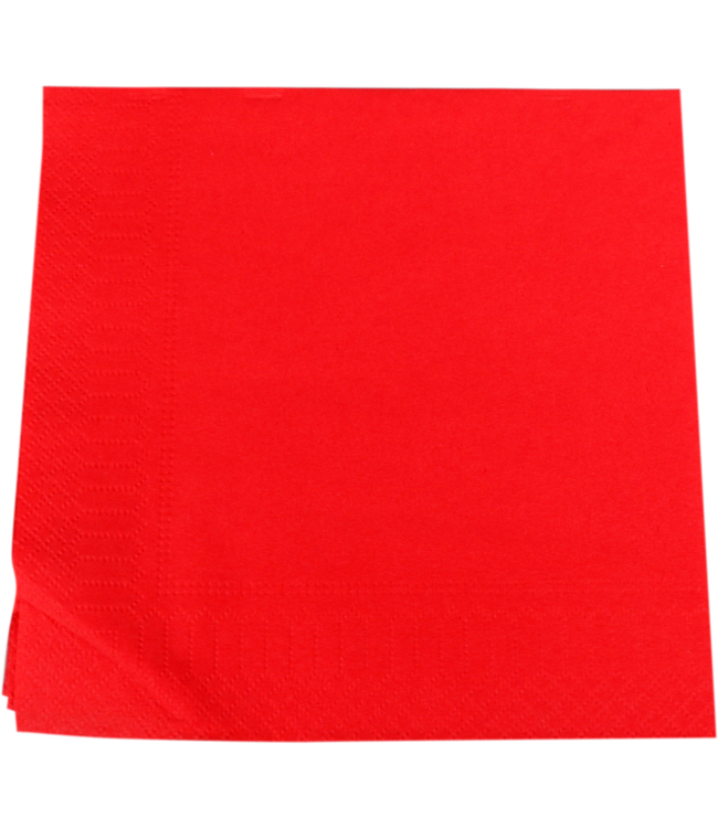 Servet 330 x 330 mm 2-laags rood 1/4 gevouwen - Papier | prijs & verp per 100 stuks