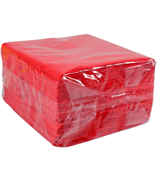 Servet 33x33 cm 2-laags rood 1/4 gevouwen - Papier | prijs & verp per 100 stuks