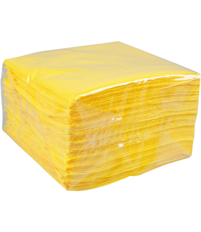 Servet 33x33 cm 2-laags geel 1/4 gevouwen - Papier | prijs & verp per 100 stuks