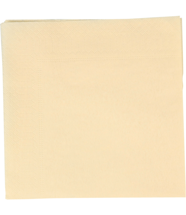 Servet 330 x 330 mm 2-laags creme 1/4 gevouwen - Papier| prijs & verp per 100 stuks
