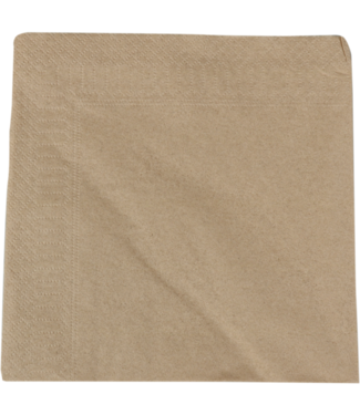 Servet 33x33 cm 2-laags bruin 1/4 gevouwen - Papier | prijs & verp per 100 stuks