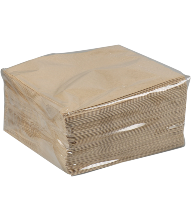 Servet 33x33 cm 2-laags bruin 1/4 gevouwen - Papier | prijs & verp per 100 stuks