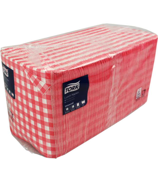 Servet 330 x 320 mm 1-laags rood/wit papier 1/4 gevouwen | prijs & verp per 400 stuks
