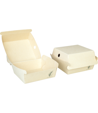 Depa Hamburgerbox disp 98 x 98 x 65 mm naturel - Bamboepapier/PE | prijs & verp per 125 stuks