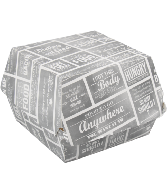 Hamburgerbox disp 120 x 120 x 100 mm wit/grijs - Karton/coating | prijs & verp per 100 stuks