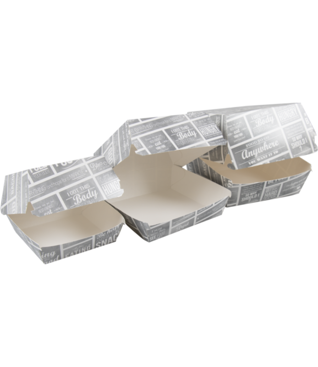 Hamburgerbox disp 120 x 120 x 100 mm wit/grijs - Karton/coating | prijs & verp per 100 stuks