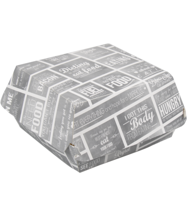 Hamburgerbox disp 115 x 115 x 70 mm wit/grijs - Karton/coating | prijs & verp per 100 stuks