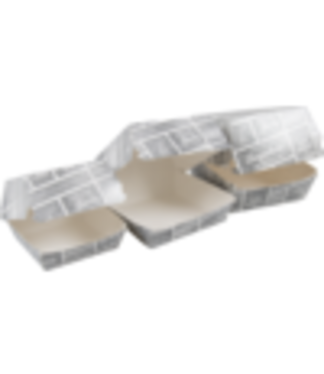 Hamburgerbox disp 115 x 115 x 70 mm wit/grijs - Karton/coating | prijs & verp per 100 stuks