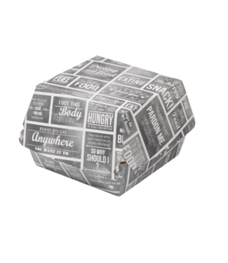 Hamburgerbox disp 120 x 120 x 100 mm wit/grijs - Karton/coating | prijs & verp per 400 stuks