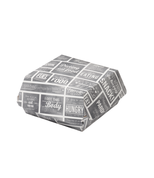 Hamburgerbox disp 115 x 115 x 70 mm wit/grijs - Karton/coating | prijs & verp per 300 stuks